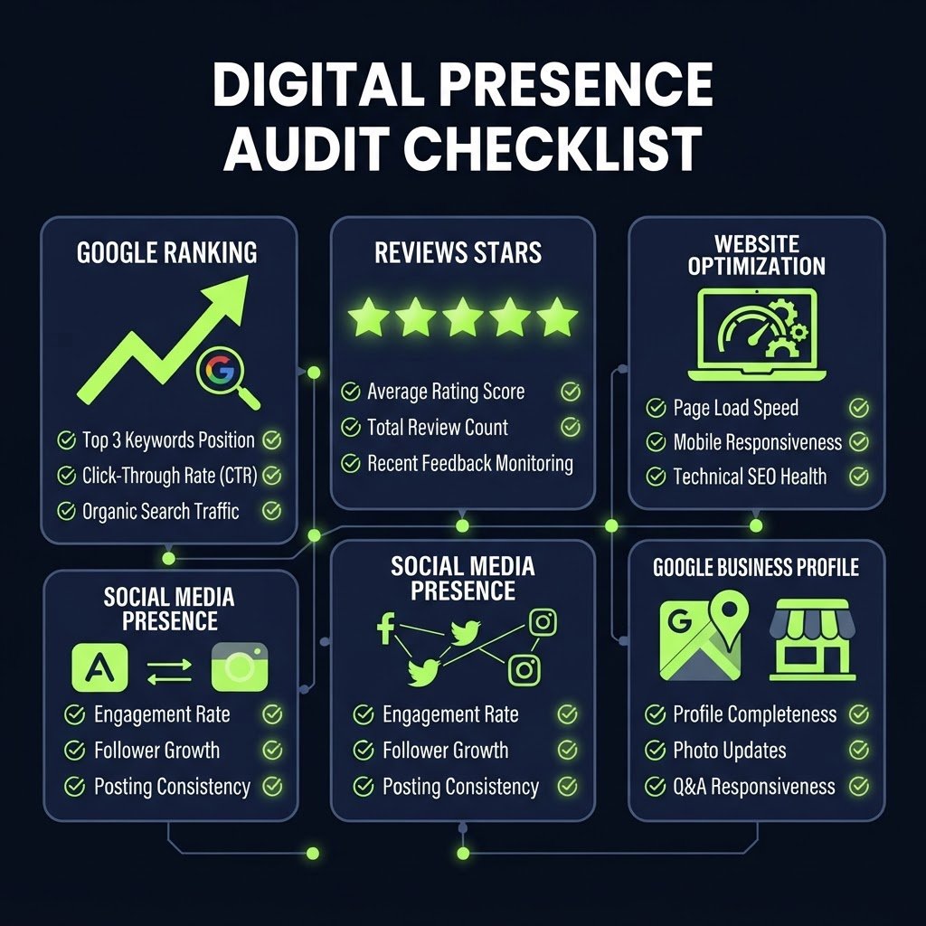 Checklist audit presence numerique Google SEO et social media