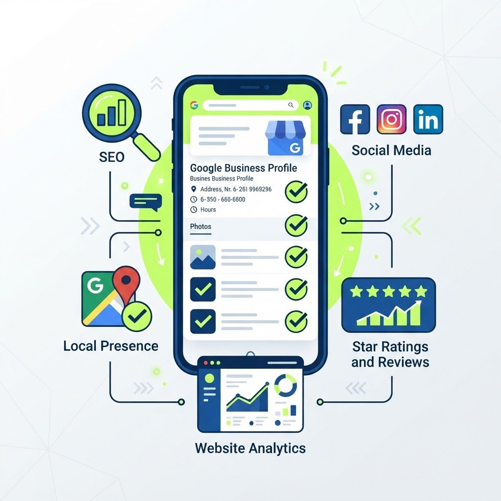 Audit presence digitale checklist SEO Google Business Profile infographie