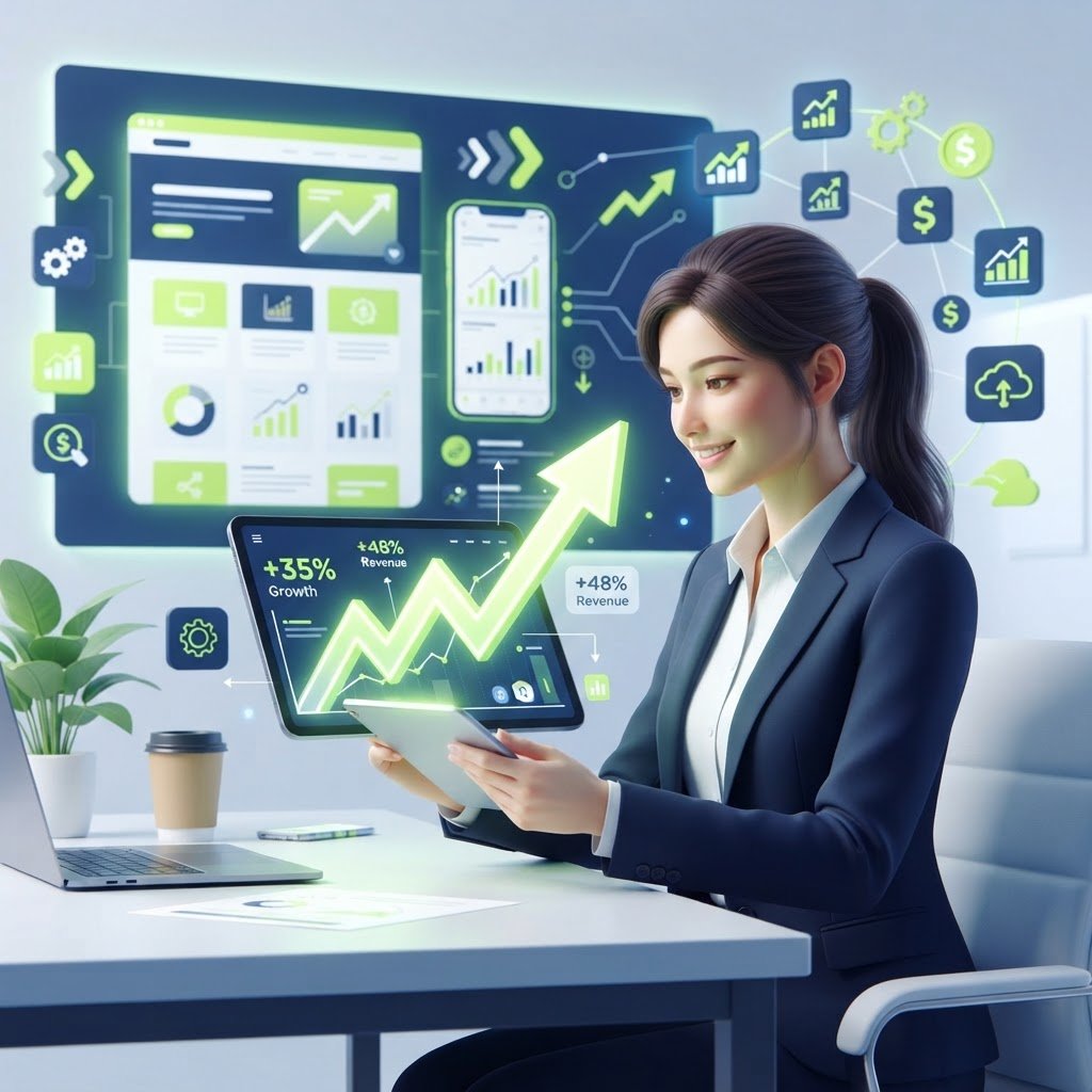 Graphique montrant la croissance et les métriques de succès digital pour septembre 2026