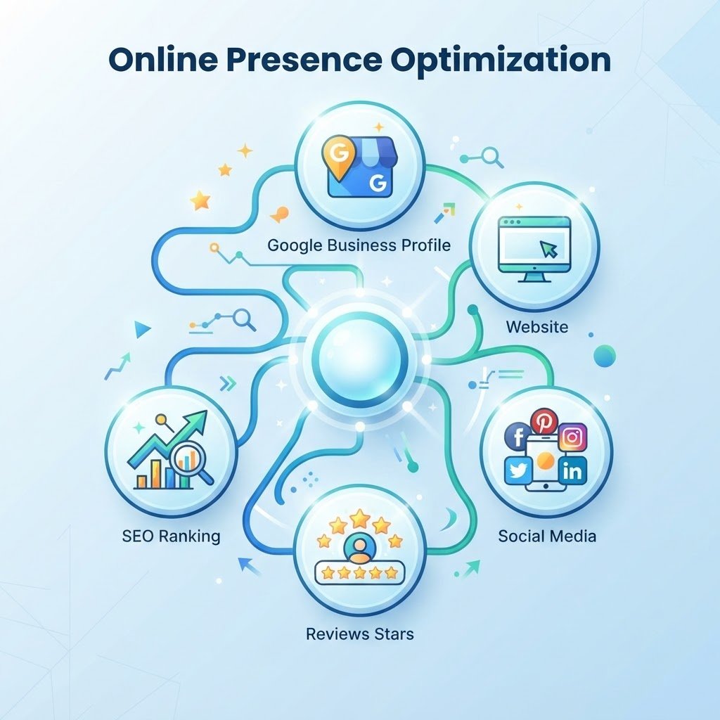 Infographie présence en ligne été PME - optimisation Google Business Profile et SEO local