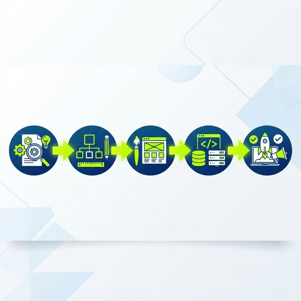 Infographie 5 étapes refonte site web, processus design modern