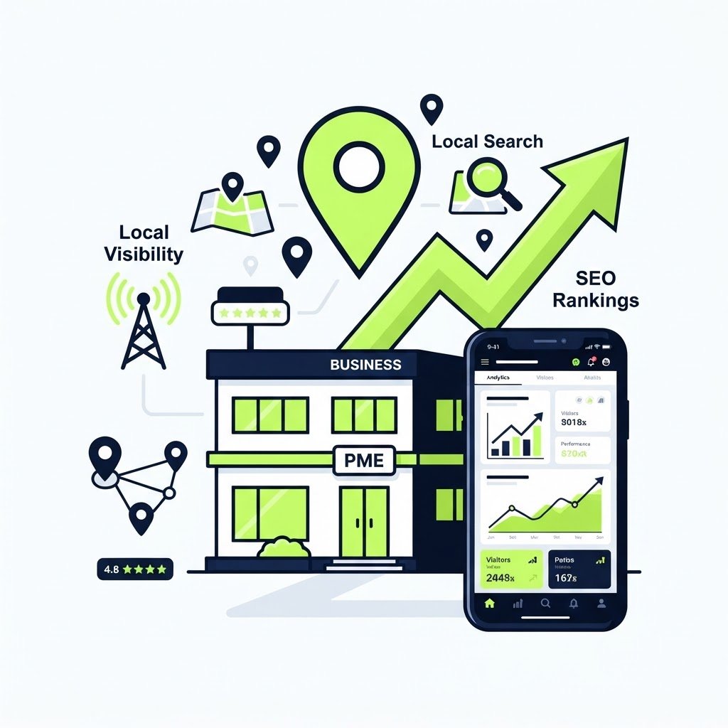 Infographie strategie SEO local et Google Business Profile pour PME