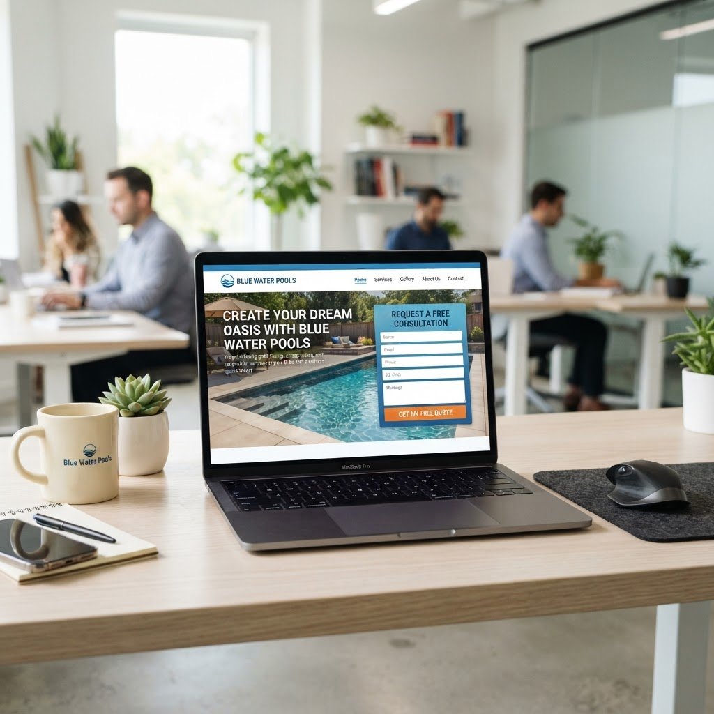 Landing page conversion - devis piscine en ligne Landing page piscine avec formulaire de devis en ligne