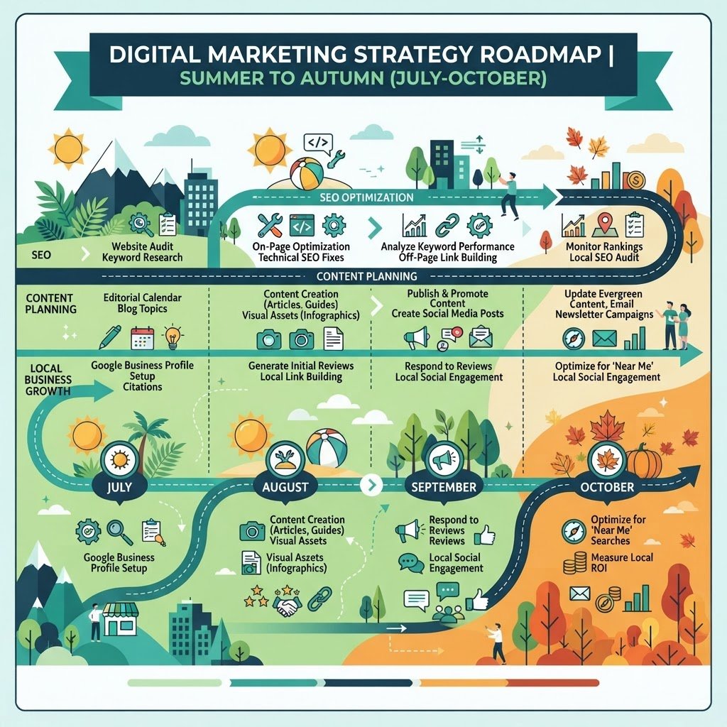 Roadmap stratégie digitale de l été à septembre - optimisation SEO et croissance locale