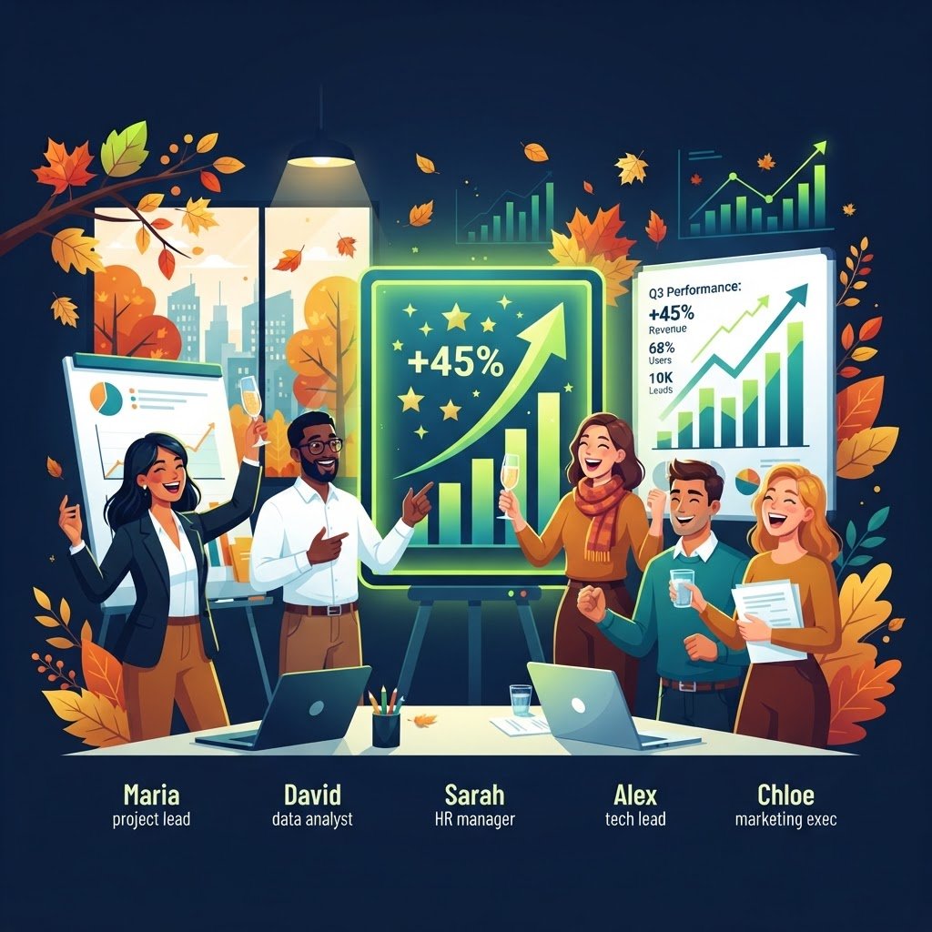 Succès et croissance business automne