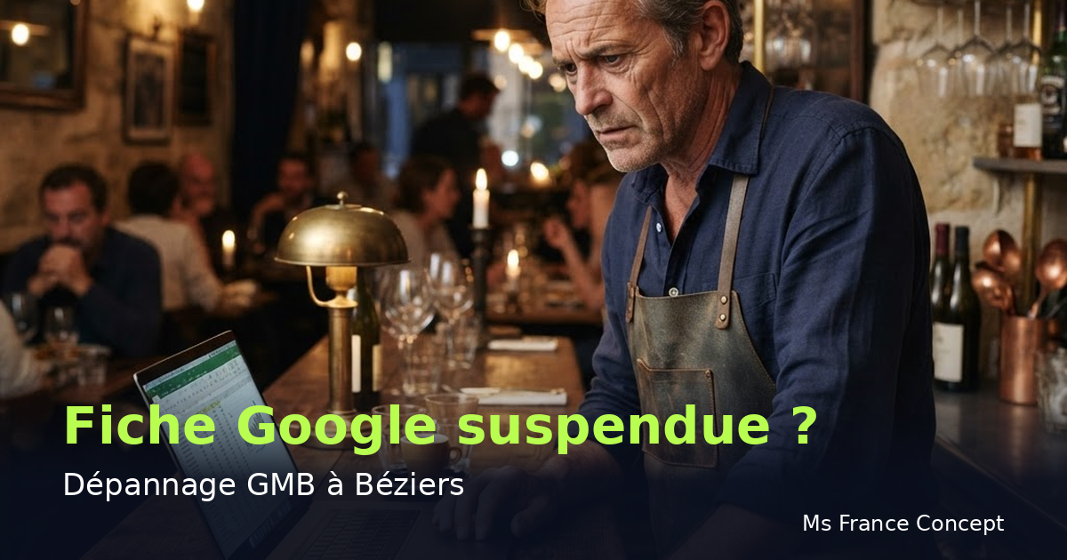 Dépannage Google My Business à Béziers : Fiche suspendue — Ms France Concept
