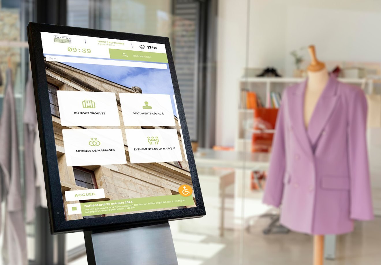 Écran professionnel d'affichage dynamique en fonctionnement