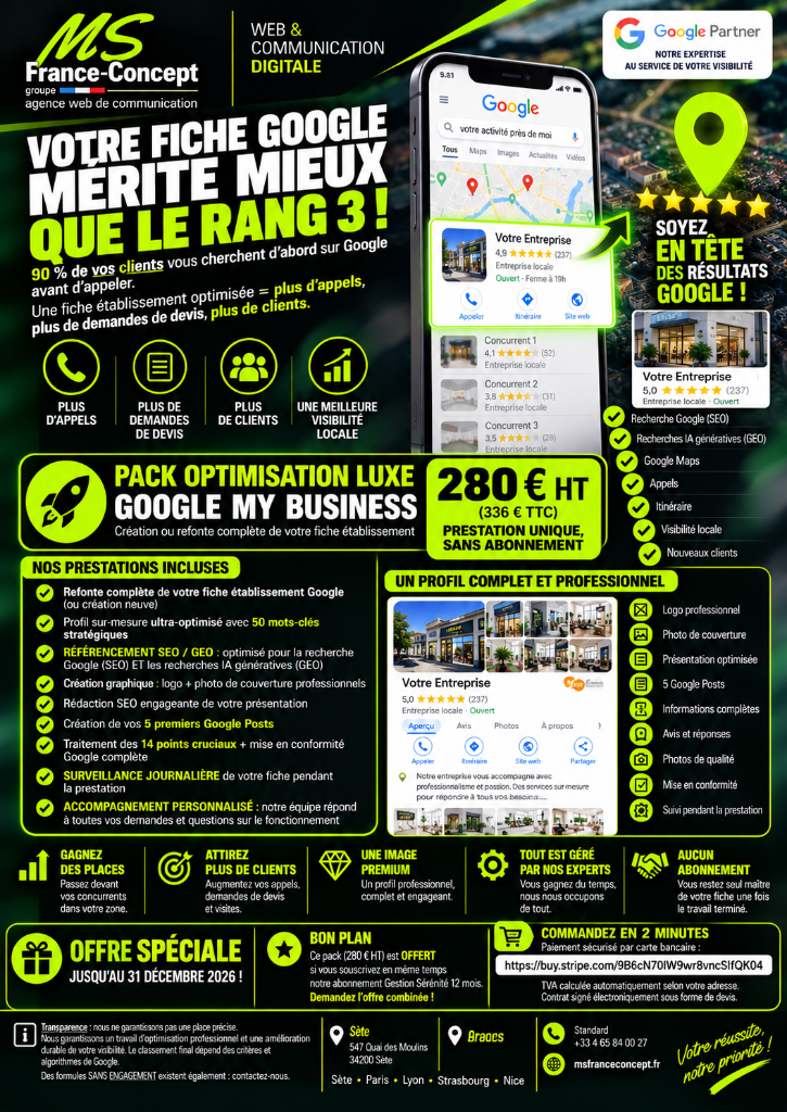 Pack Optimisation Luxe Google My Business — MS France Concept
