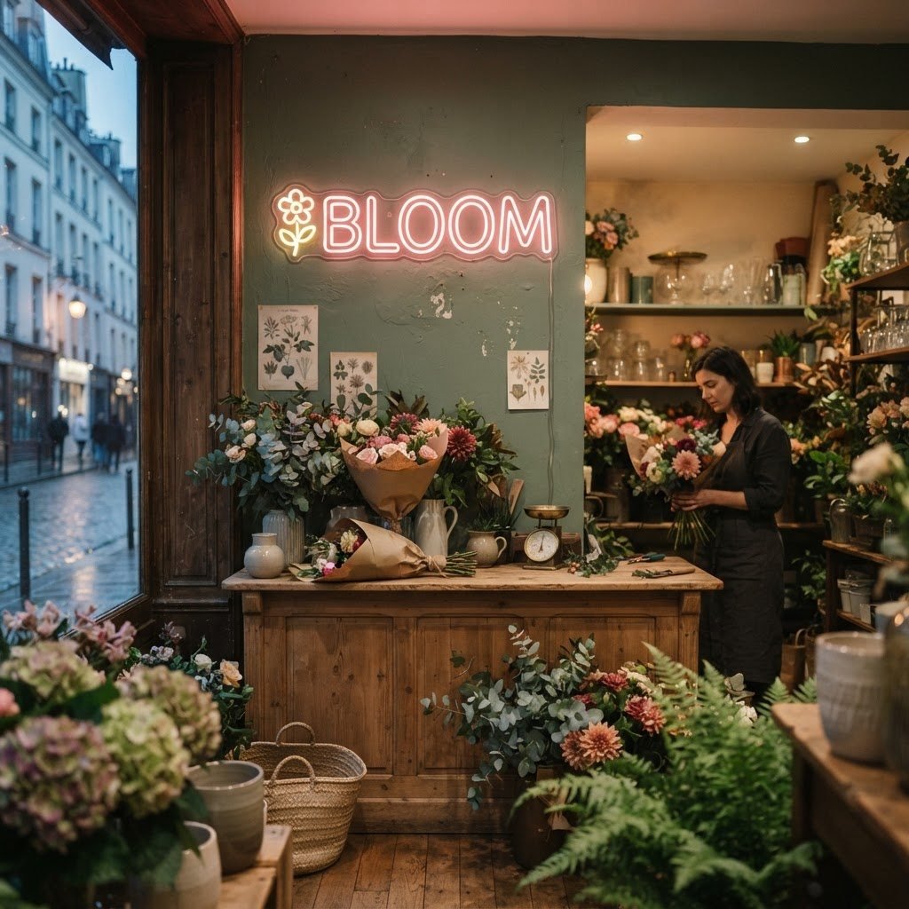 Enseigne néon LED Bloom à Sète
